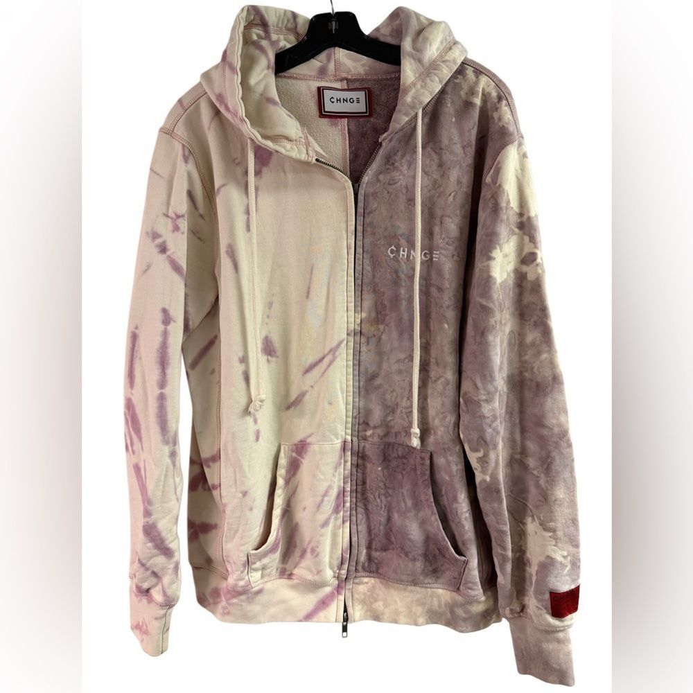 CHNGE Organic Cotton Purple Mauve Tie Dye Unisex Hoodie Size L